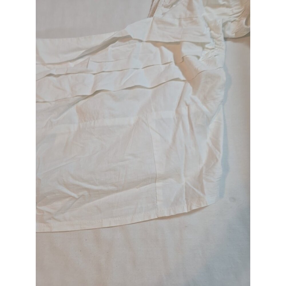 Sim & Sam Crop Top smocked White Ruffle Layered Cotton Short Puff Sleeve Size XL - Picture 14 of 16